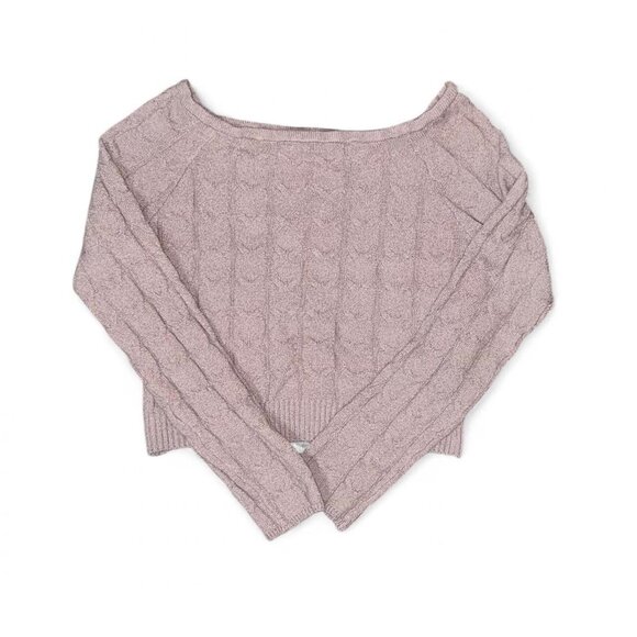 Brown Off the Shoulder Knit Minimalist Sweater - Picture 1 of 2